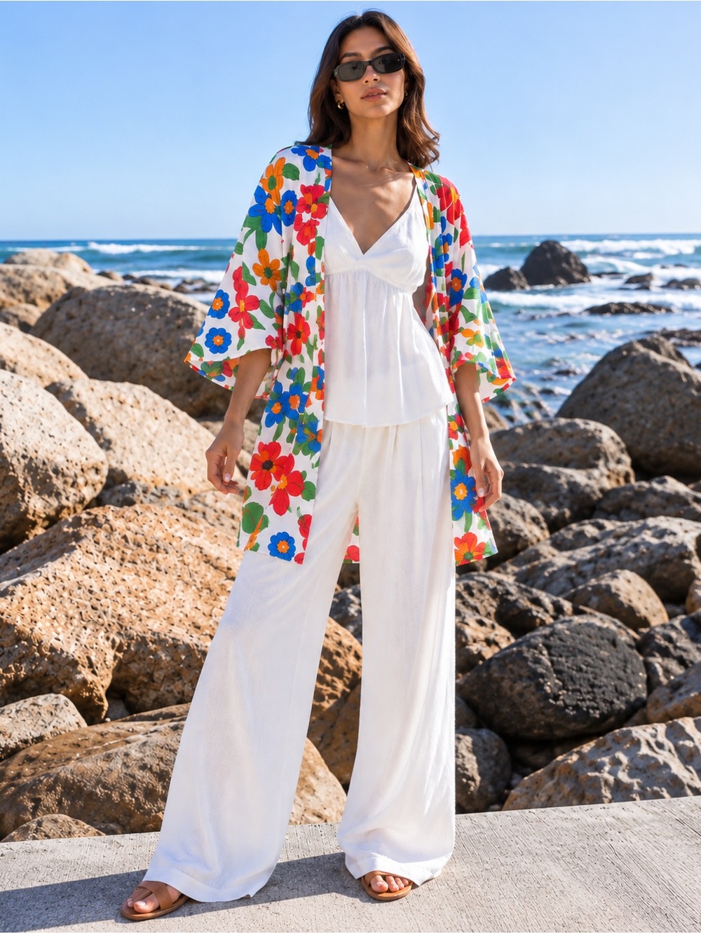 Do Everything in Love Floral Kimono Robe Cover Up Viscose One Size